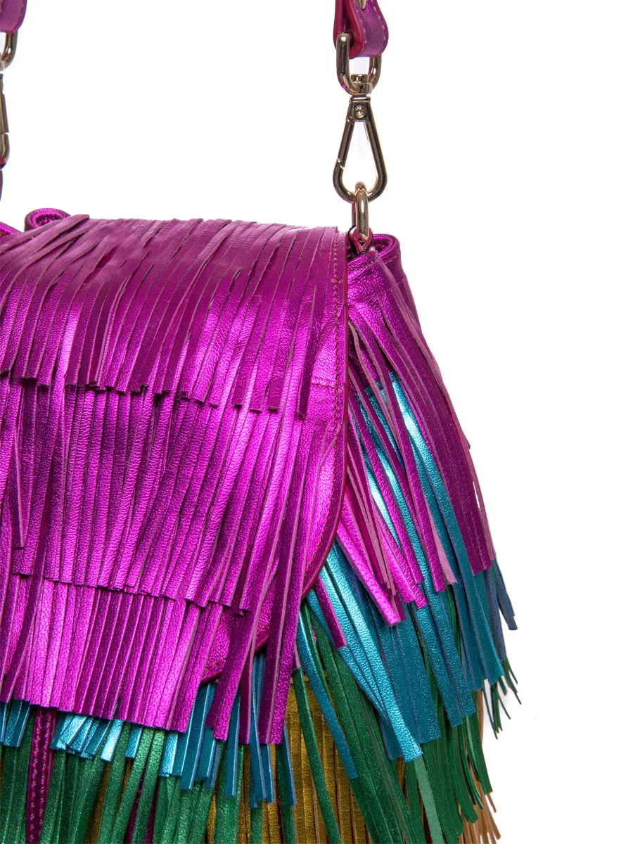 Rainbow Leather Bright Tassel Mini Bag
