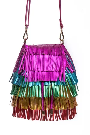 Rainbow Leather Bright Tassel Mini Bag