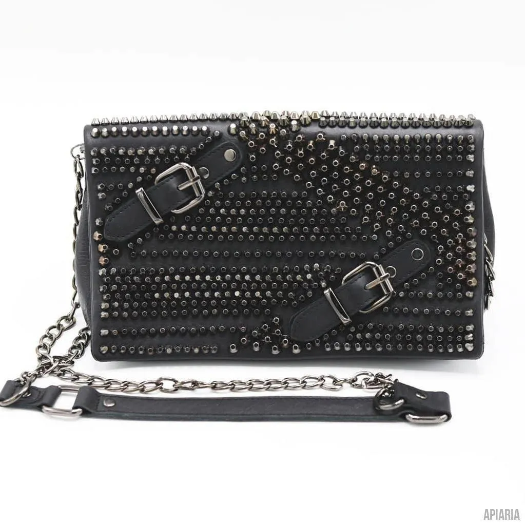Rebel Yell Handbag by Mary Frances, Hand studded leather