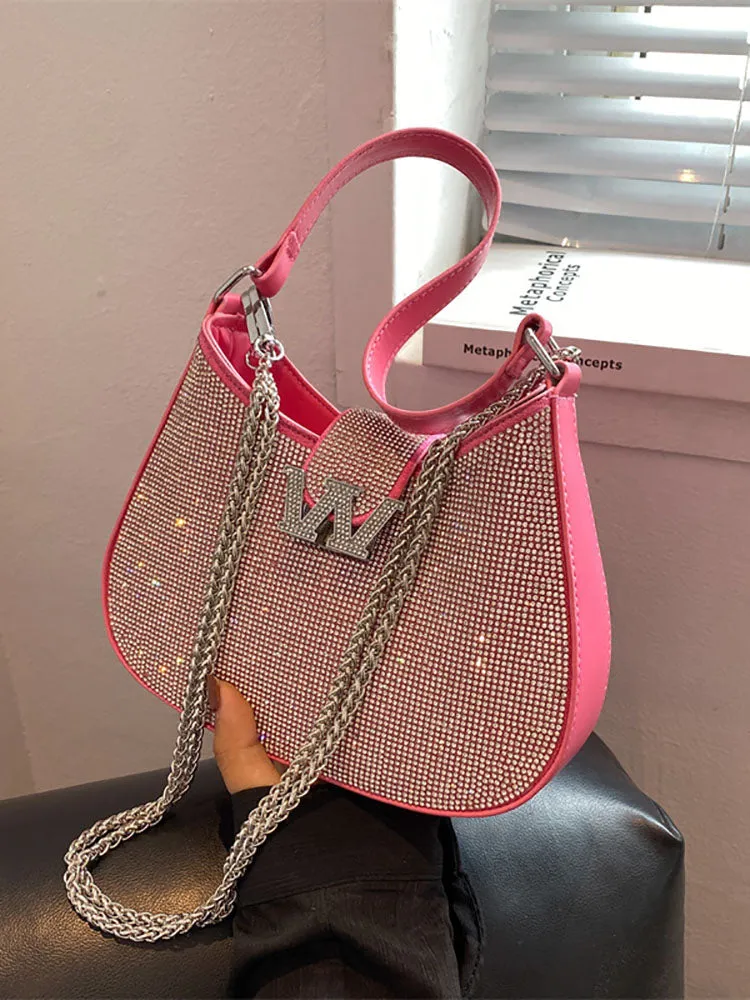 Rhinestone Saddle Shoulder Bag