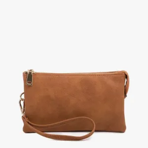 Riley 3 Compartment Crossbody/Wristlet in Brown