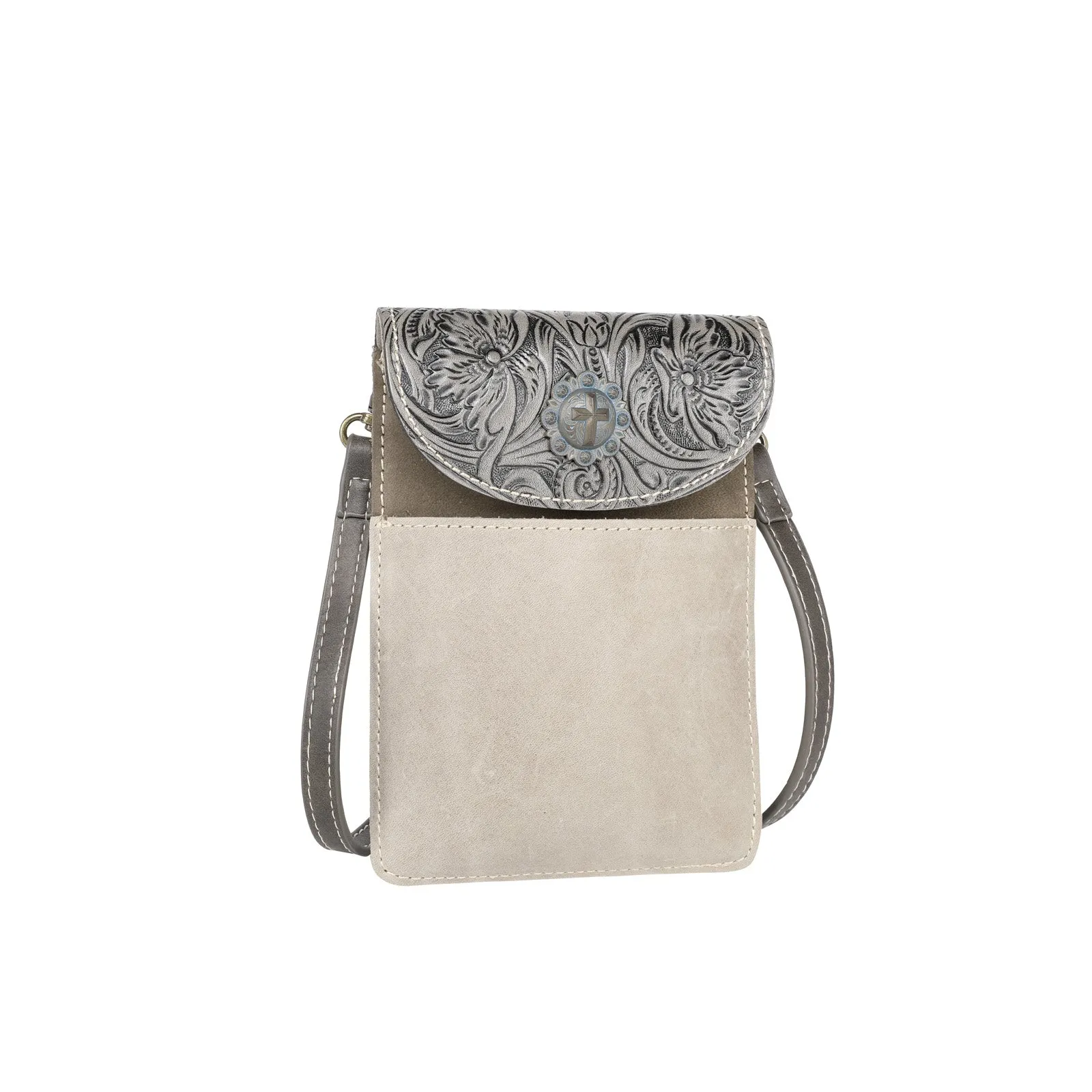 RLP-2002 Montana West Floral Tooled Genuine Leather Belt Loop Phone Holster Pouch/Multi-function Crossbody