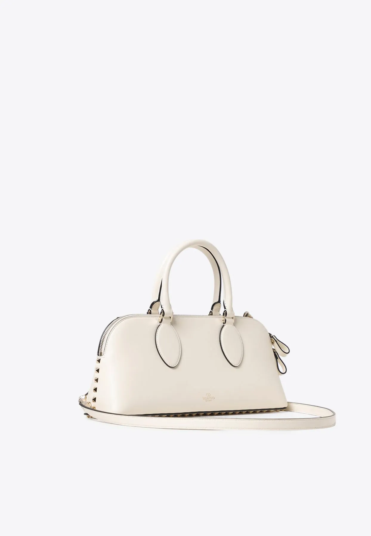 Rockstud Leather Top Handle Bag