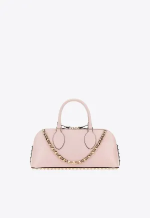 Rockstud Leather Top Handle Bag