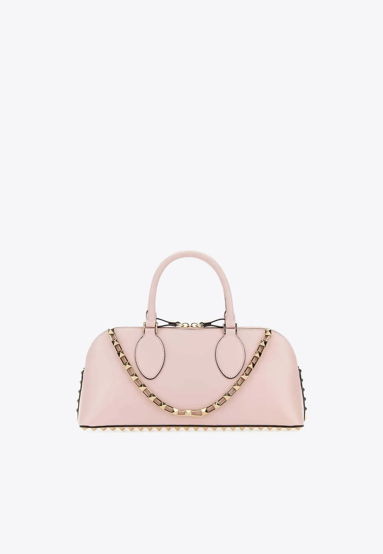 Rockstud Leather Top Handle Bag
