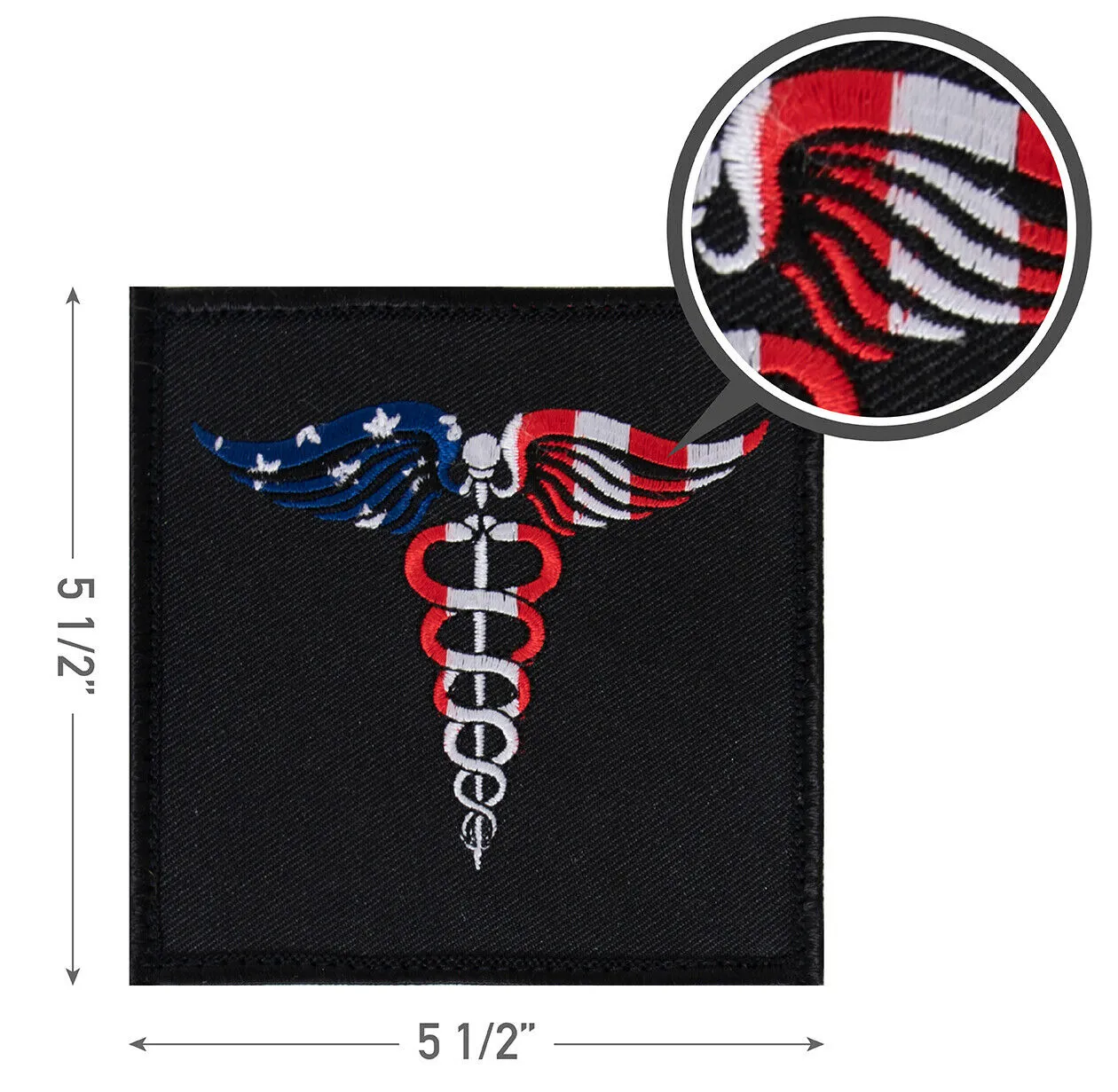 Rothco Caduceus Medical Symbol American Flag Patch with Hook Back