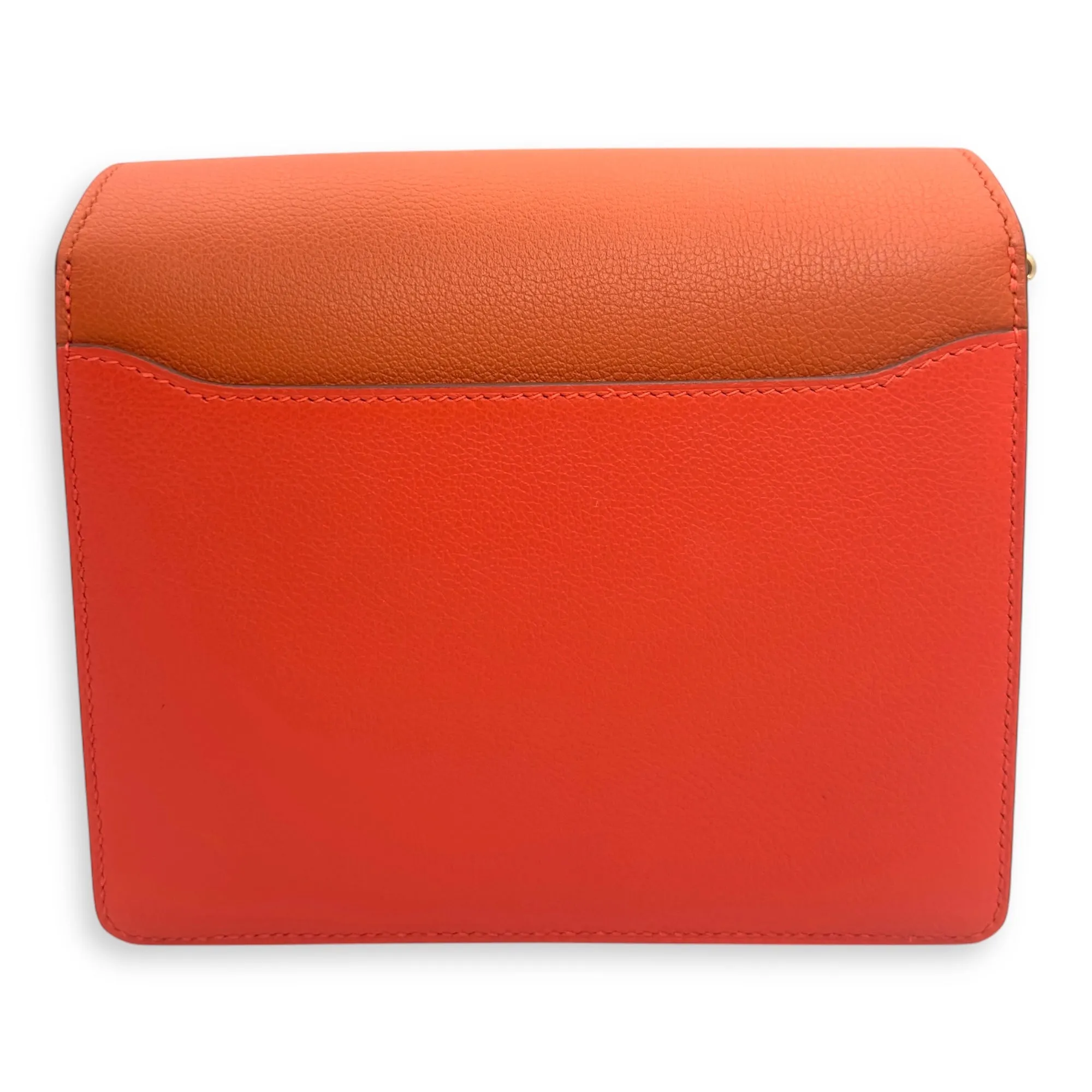 Roulis Bicolore Mini Capucine/Terre Battue in Evercolor, Permabrass hardware