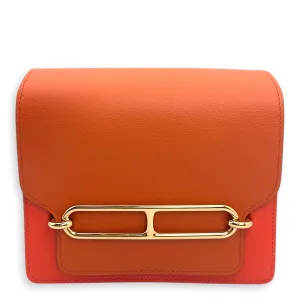 Roulis Bicolore Mini Capucine/Terre Battue in Evercolor, Permabrass hardware