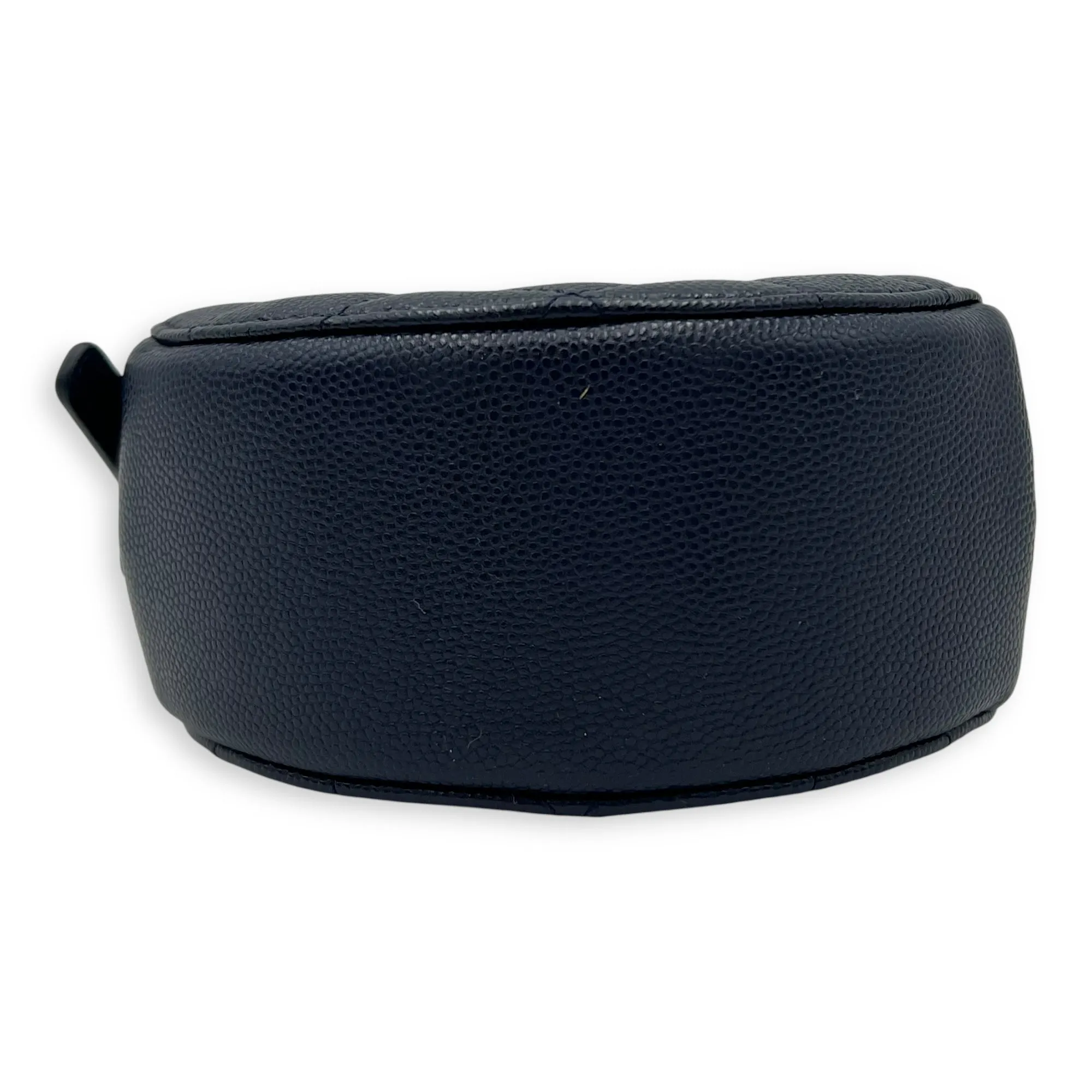 Round CC Crossbody Bag Blue in Caviar Leather, Gold hardware