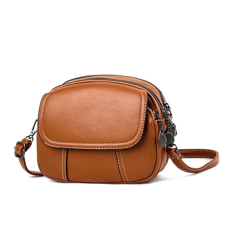 Round Crossbody Bag Women Black Leather Waterproof Anti-theft Large-capacity Tote Bags Shoulder Bag