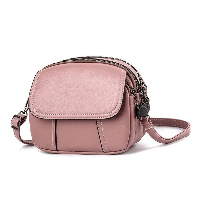Round Crossbody Bag Women Black Leather Waterproof Anti-theft Large-capacity Tote Bags Shoulder Bag