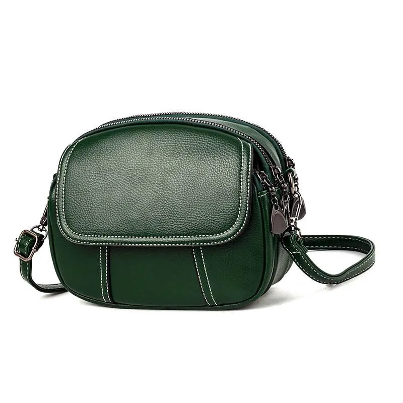 Round Crossbody Bag Women Black Leather Waterproof Anti-theft Large-capacity Tote Bags Shoulder Bag