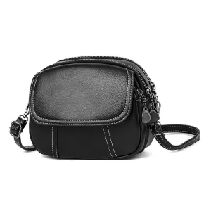 Round Crossbody Bag Women Black Leather Waterproof Anti-theft Large-capacity Tote Bags Shoulder Bag