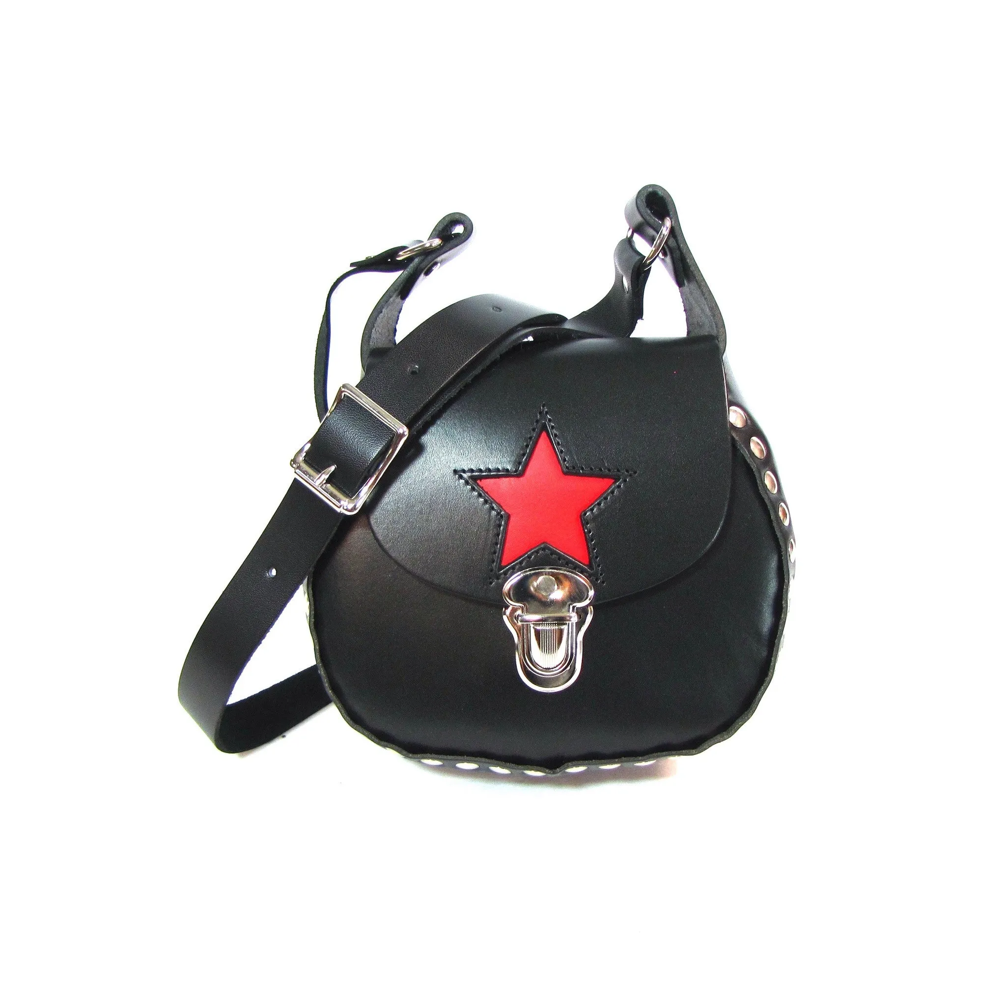 RP81-ST2  Studded Crossbody Shoulder Bag- w/ Red Cut-Out Star