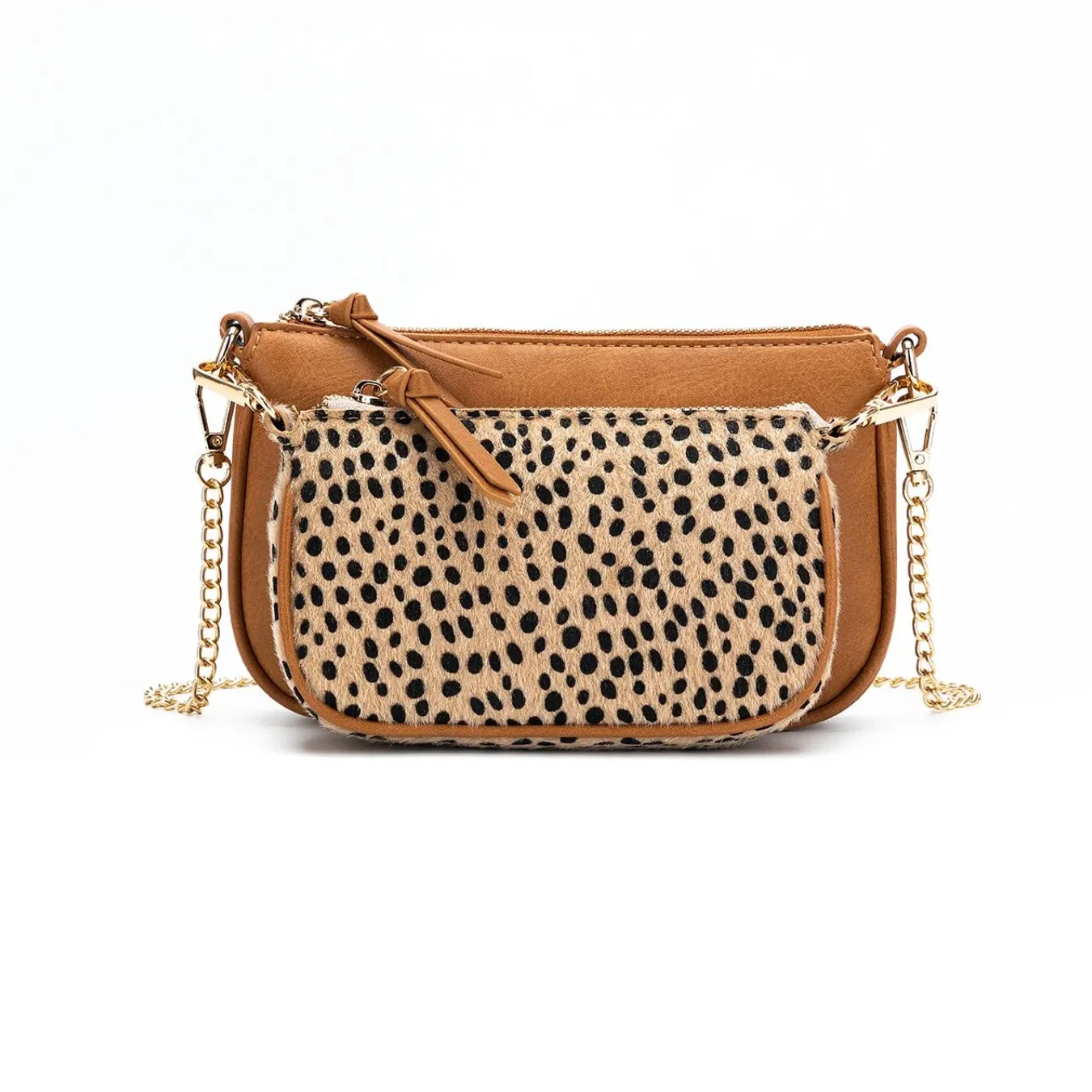 Sabie 2 Piece Crossbody Bag - Tan/Leopard