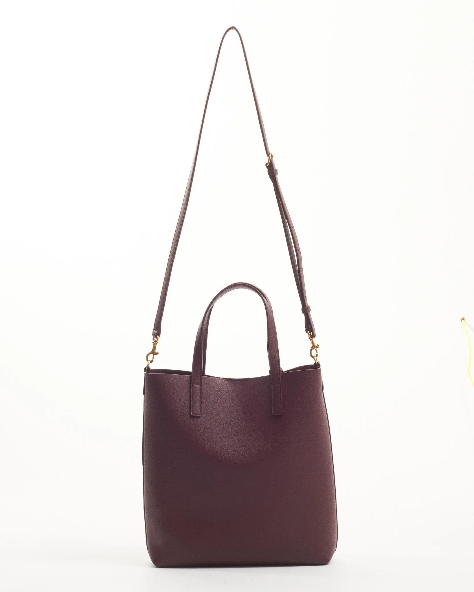 Saint Laurent Burgundy Leather North/South Shopping Tote