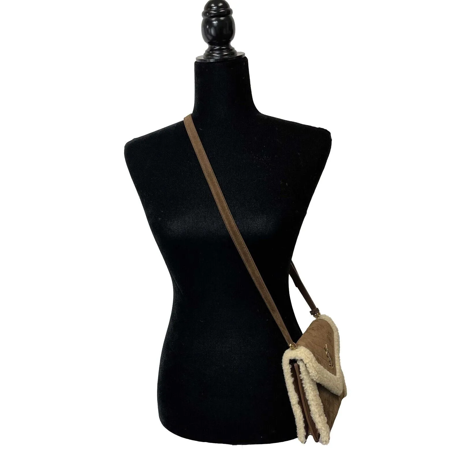 Saint Laurent - Gaby Mini Satchel in Quilted Suede and Shearling Crossbody