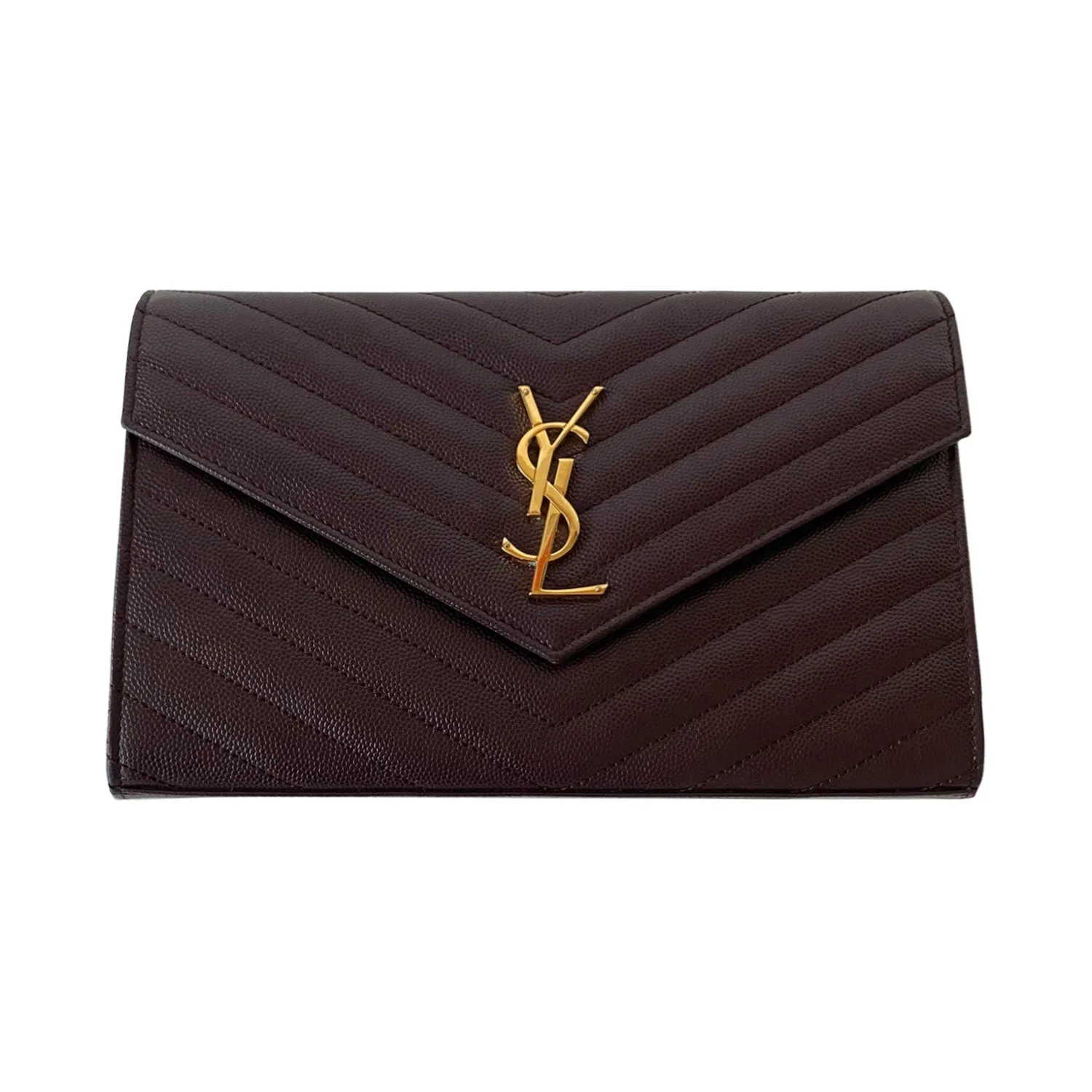 Saint Laurent Grain De Poudre Monogram Wallet On Chain