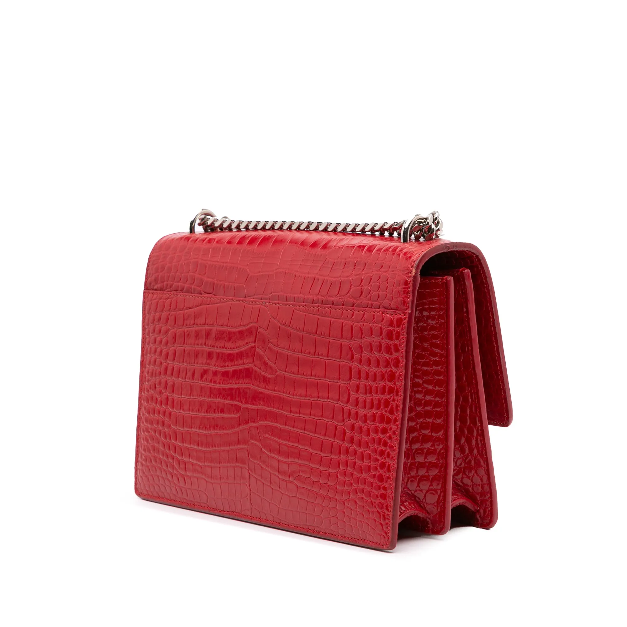 Saint Laurent Medium Croc Embossed Leather Sunset Crossbody