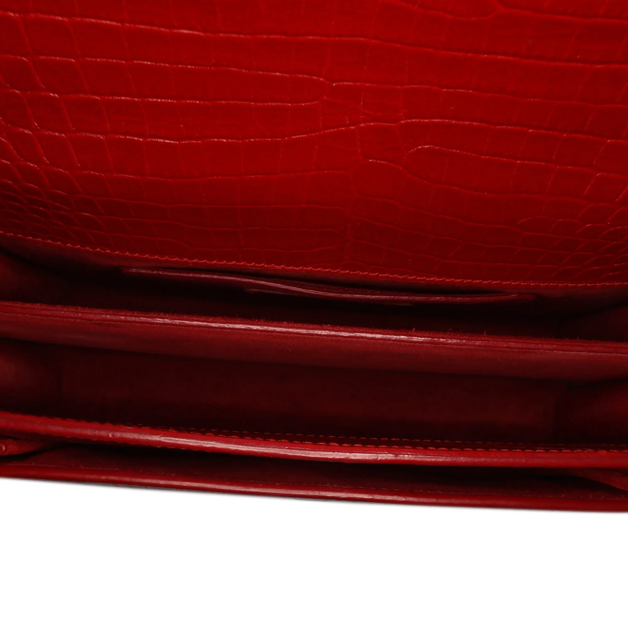 Saint Laurent Medium Croc Embossed Leather Sunset Crossbody