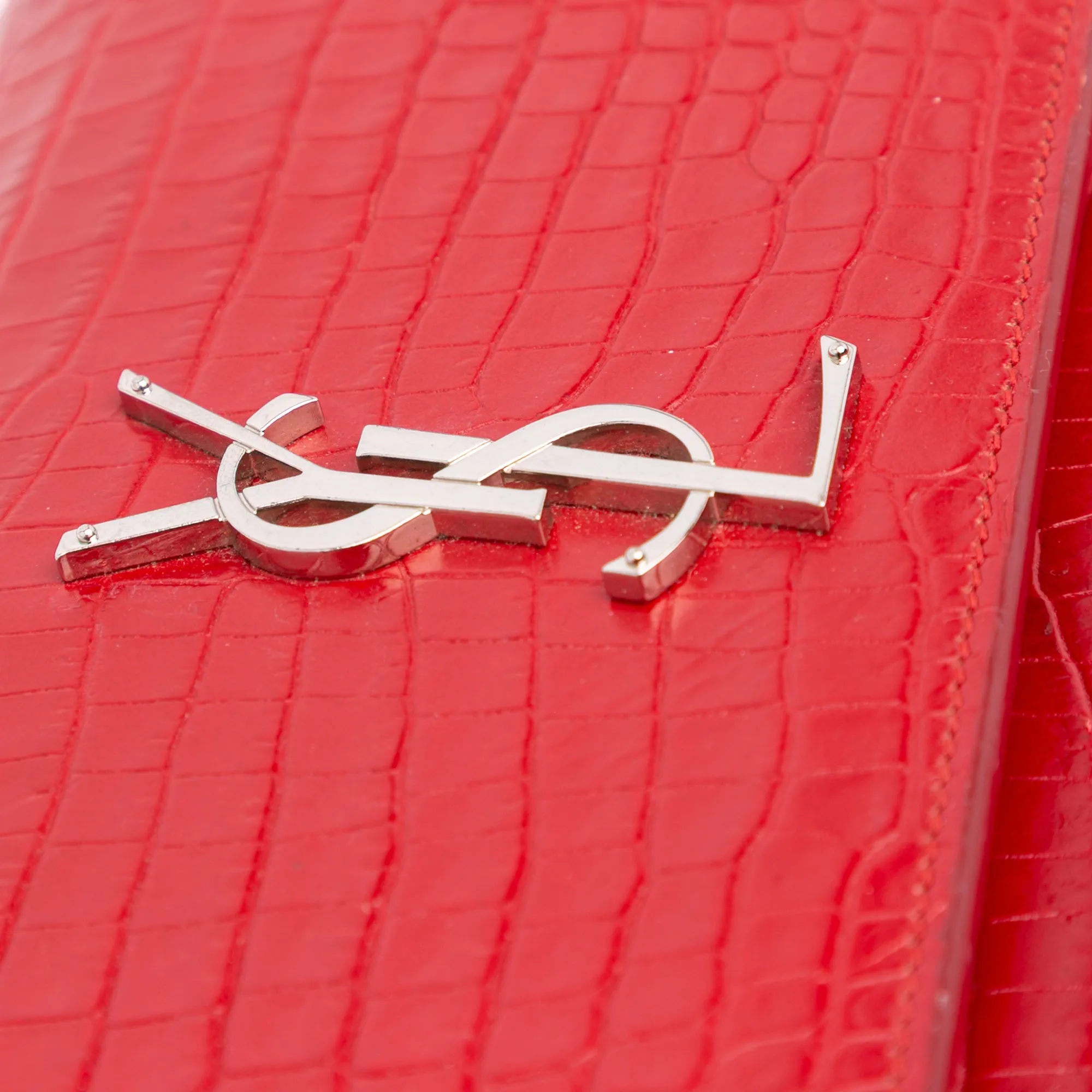 Saint Laurent Medium Croc Embossed Leather Sunset Crossbody