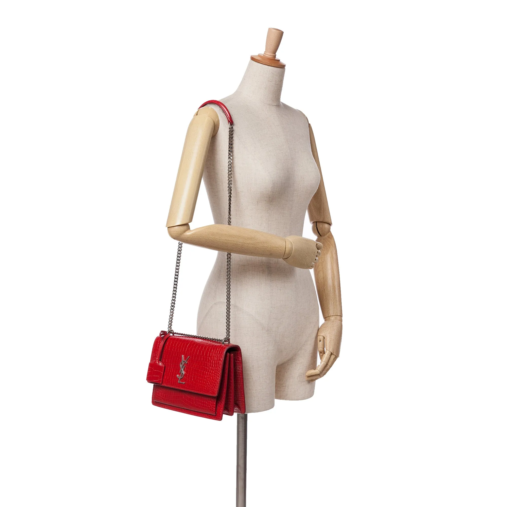 Saint Laurent Medium Croc Embossed Leather Sunset Crossbody