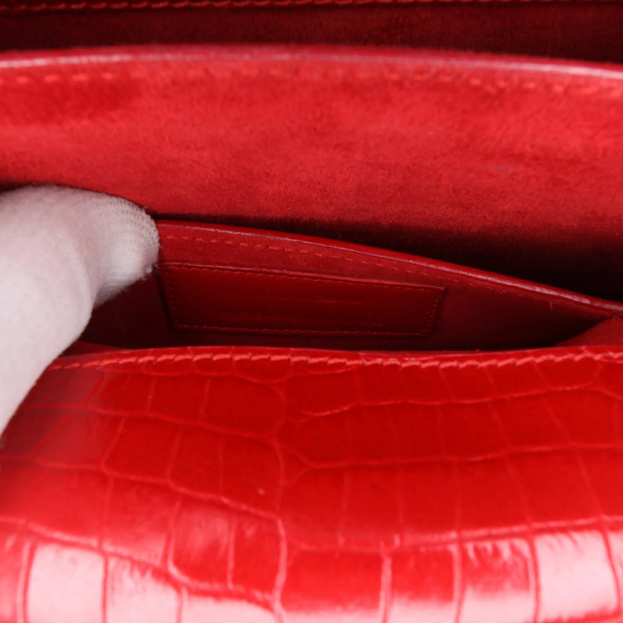 Saint Laurent Medium Croc Embossed Leather Sunset Crossbody