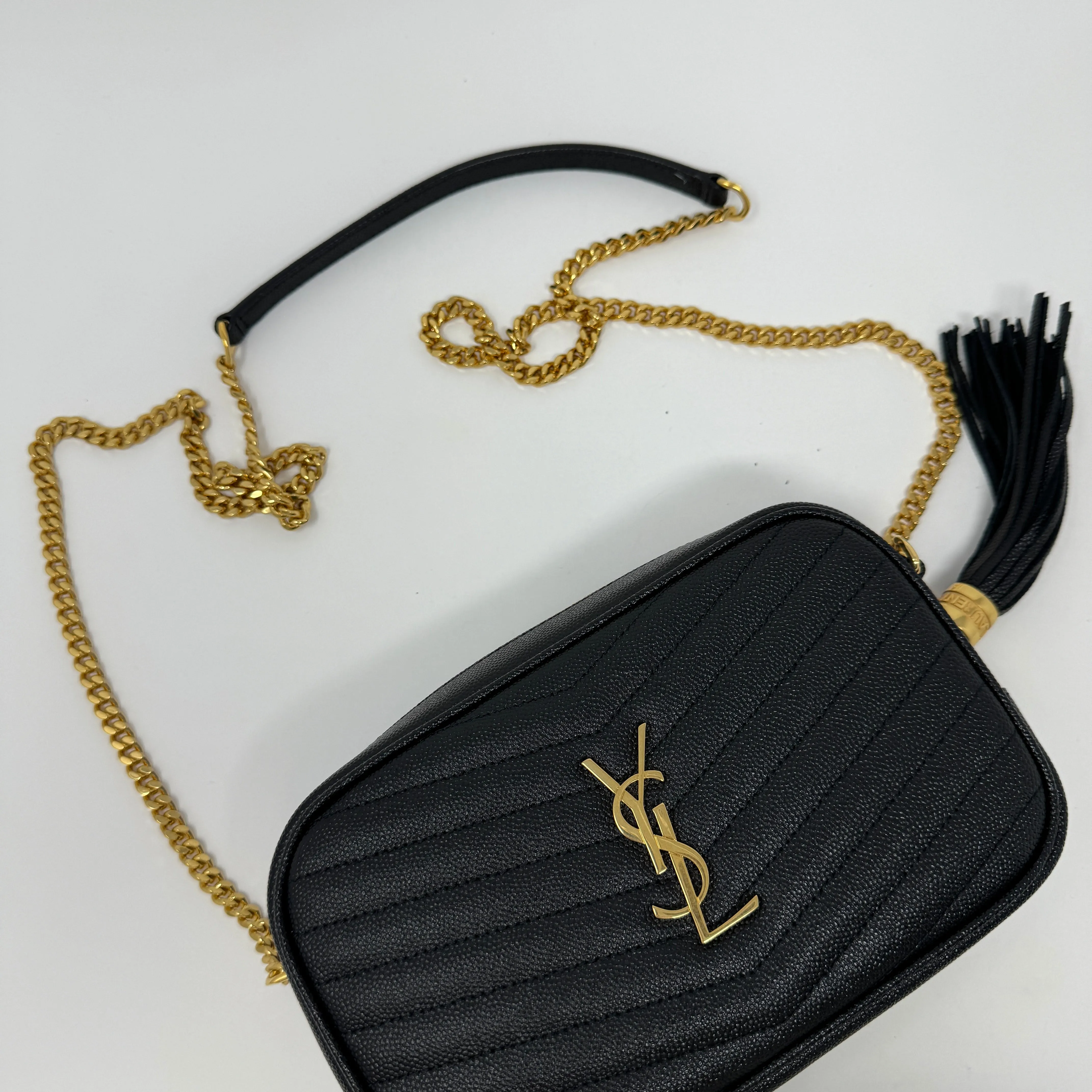 Saint Laurent Mini Lou Grain de Poudre Camera Crossbody Bag