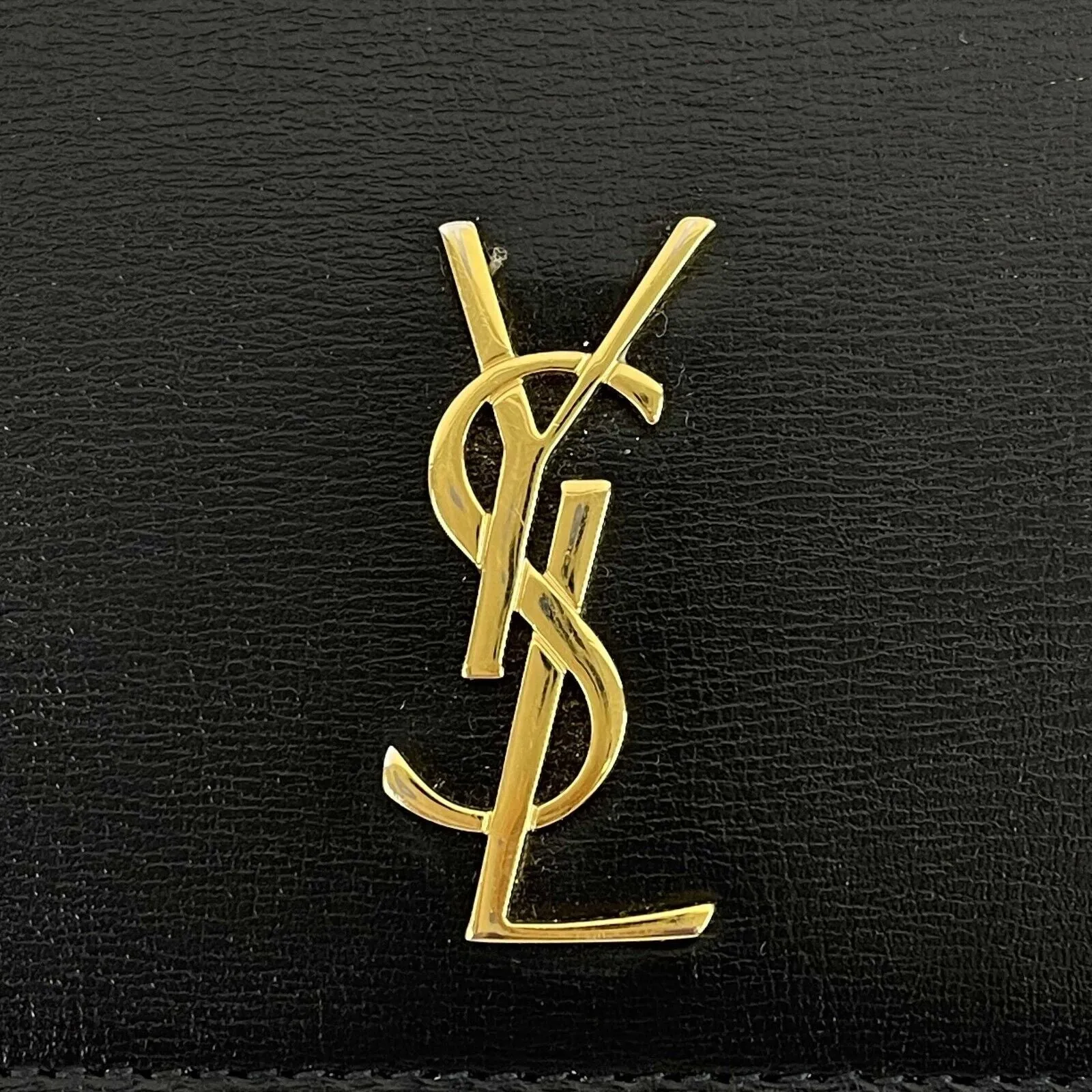 Saint Laurent Monogram Phone Crossbody Shoulder Black Gold Handbag Excellebt