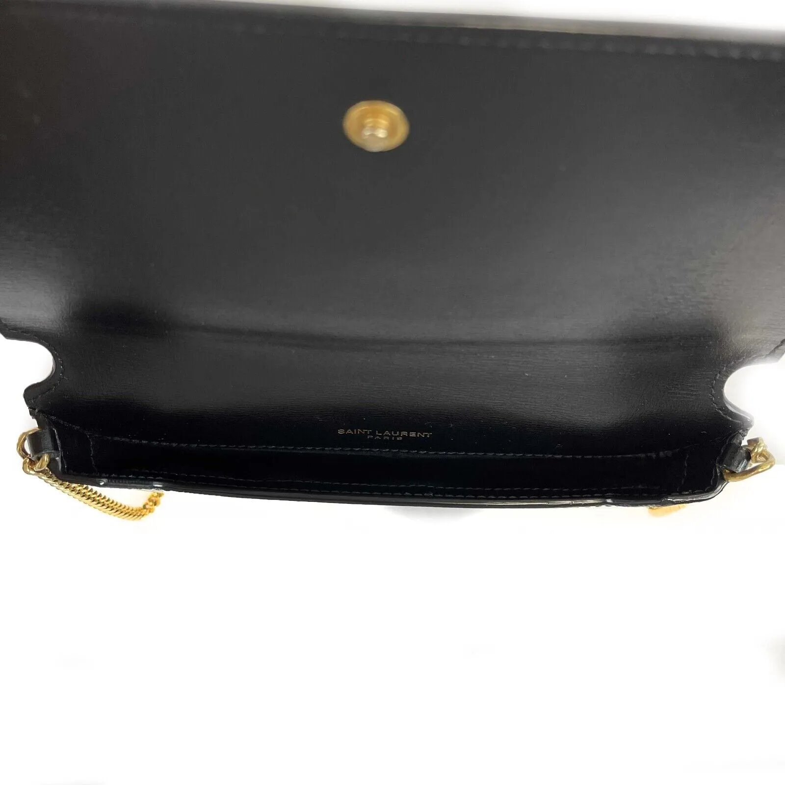 Saint Laurent Monogram Phone Crossbody Shoulder Black Gold Handbag Excellebt