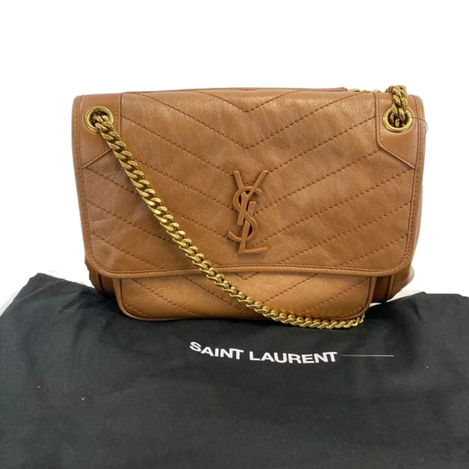 Saint Laurent - Niki Medium Chain Bag in Crinkled Vintage Leather Crossbody