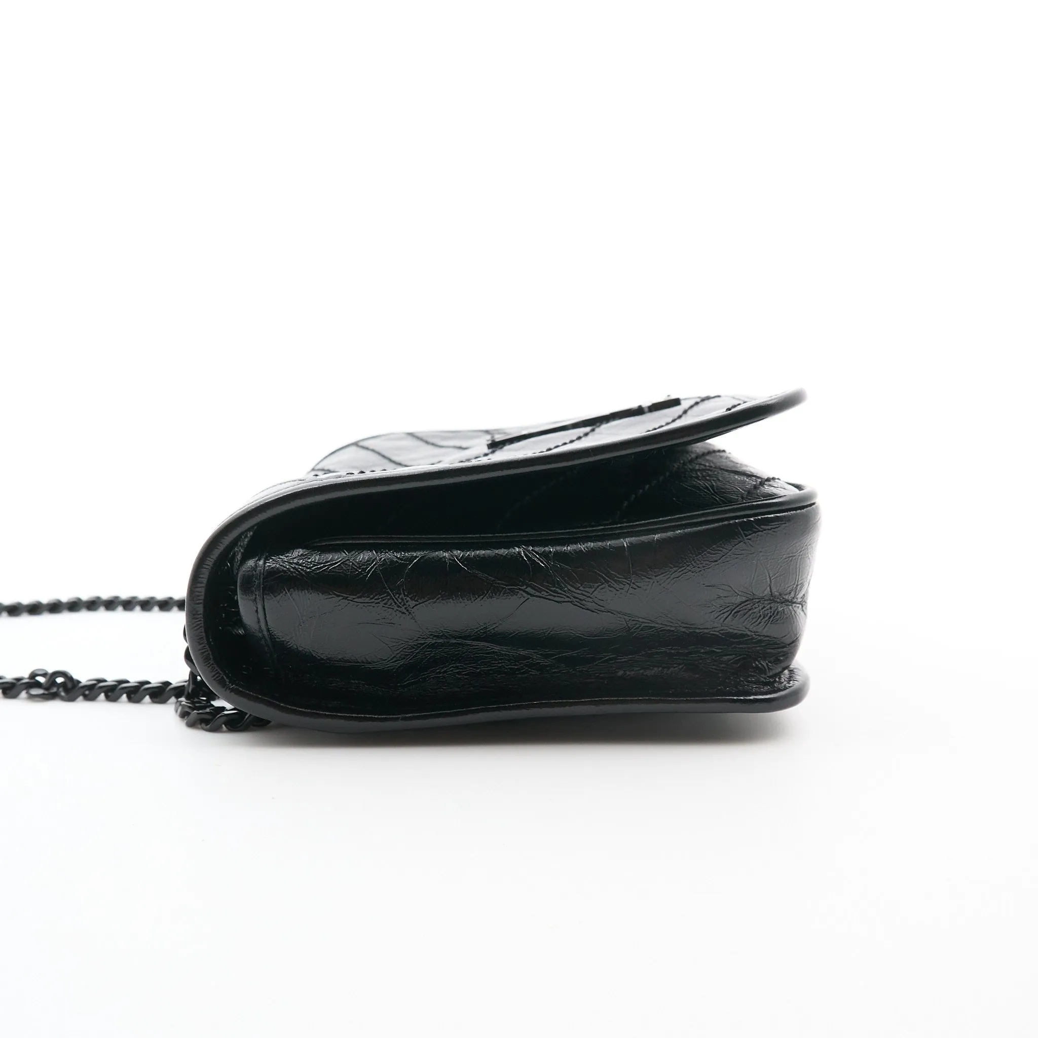Saint Laurent Niki Mini Bag in Black Crinkled Leather