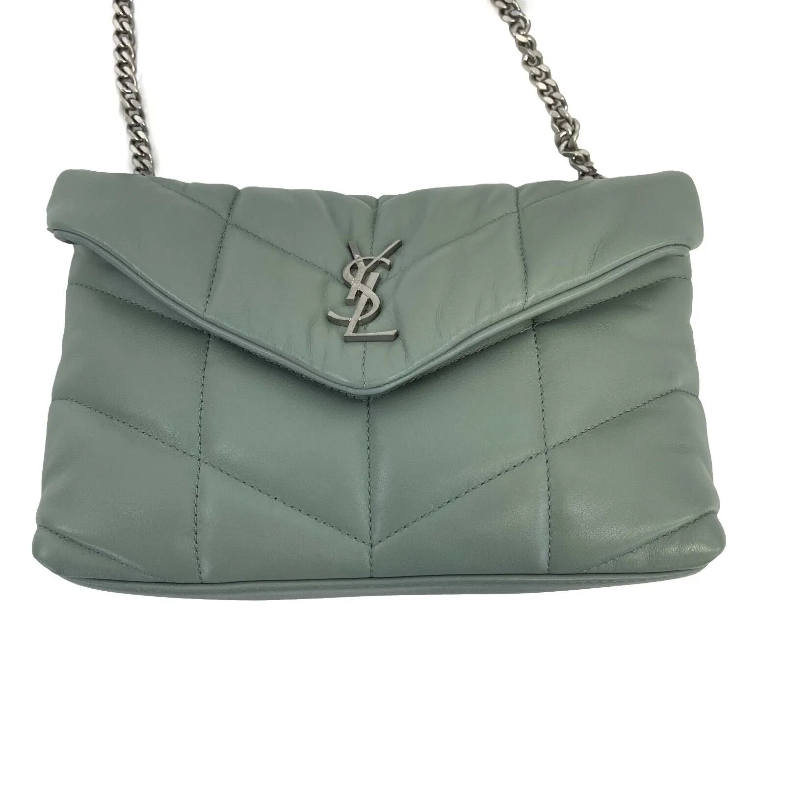 Saint Laurent - Puffer Mint Quilted Leather Mint Green / Silver Toy Crossbody