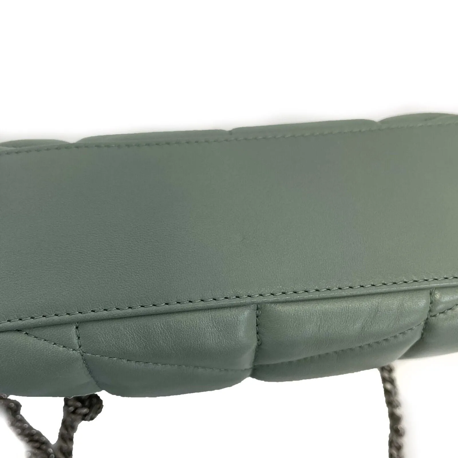 Saint Laurent - Puffer Mint Quilted Leather Mint Green / Silver Toy Crossbody