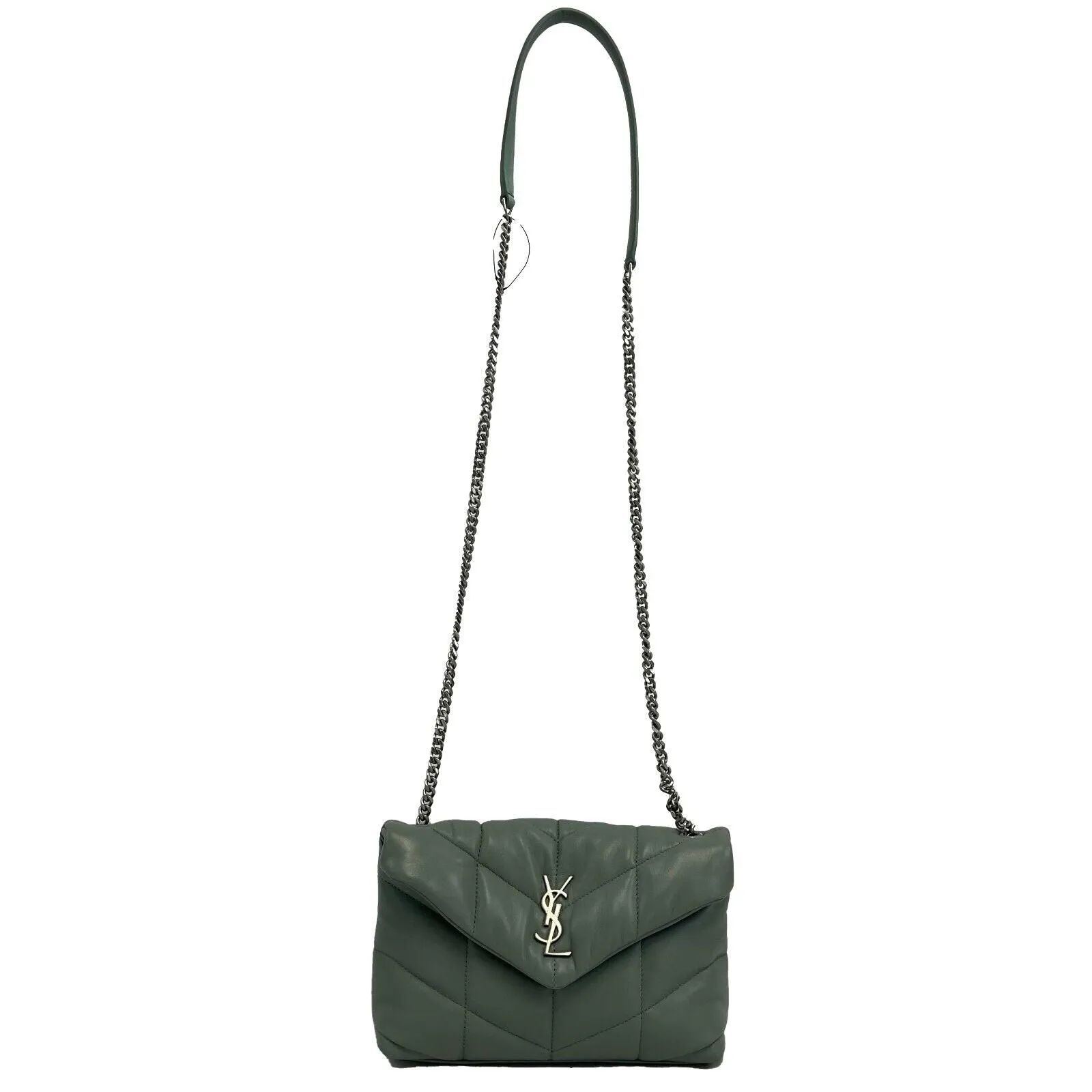 Saint Laurent - Puffer Mint Quilted Leather Mint Green / Silver Toy Crossbody