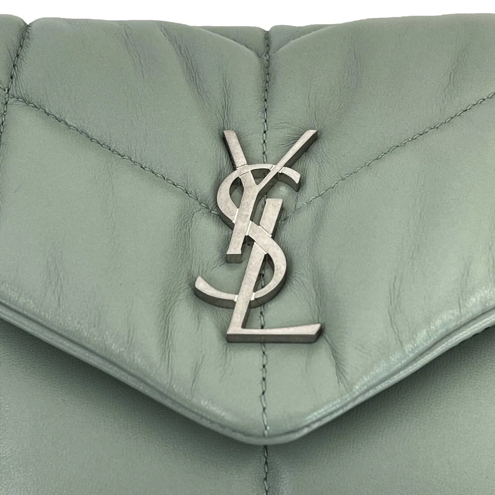 Saint Laurent - Puffer Mint Quilted Leather Mint Green / Silver Toy Crossbody