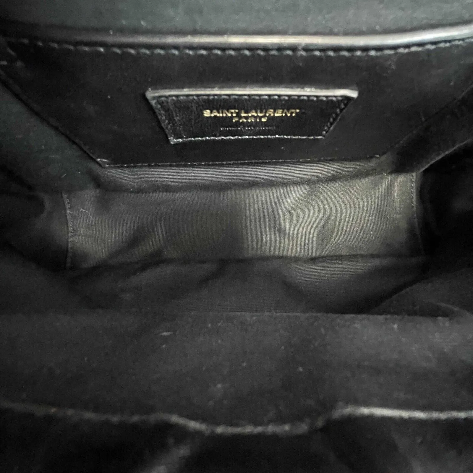 Saint Laurent Velvet Triquilt Medium Collège Bag - Black and Gold YSL Crossbody