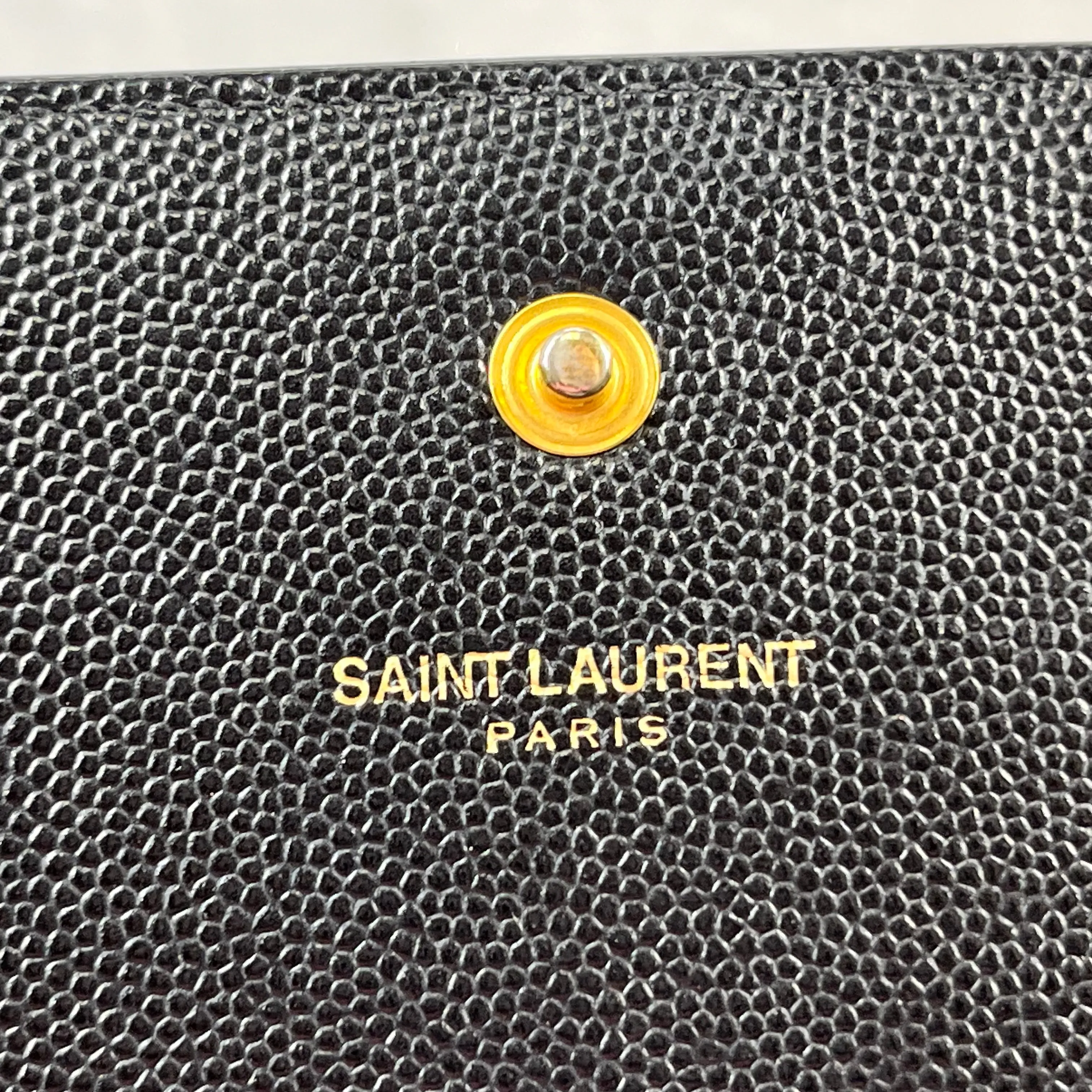 SAINT LAURENT Wallet on Chain Black Grain De Poudre Star Studded Monogram Crossbody
