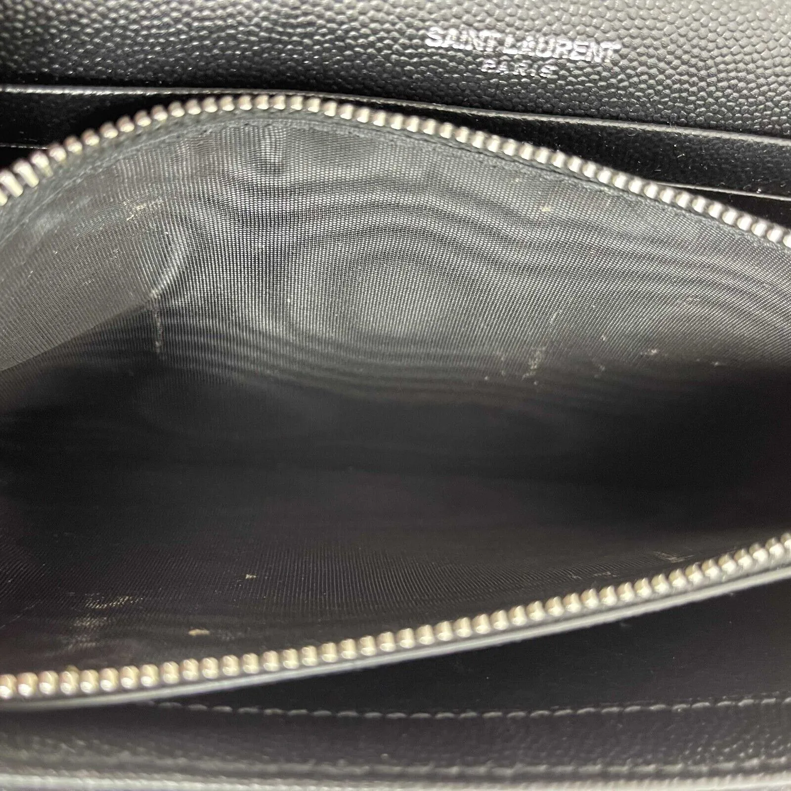 Saint Laurent - Wallet on Chain Matelasse Chevron Leather Medium Black Crossbody