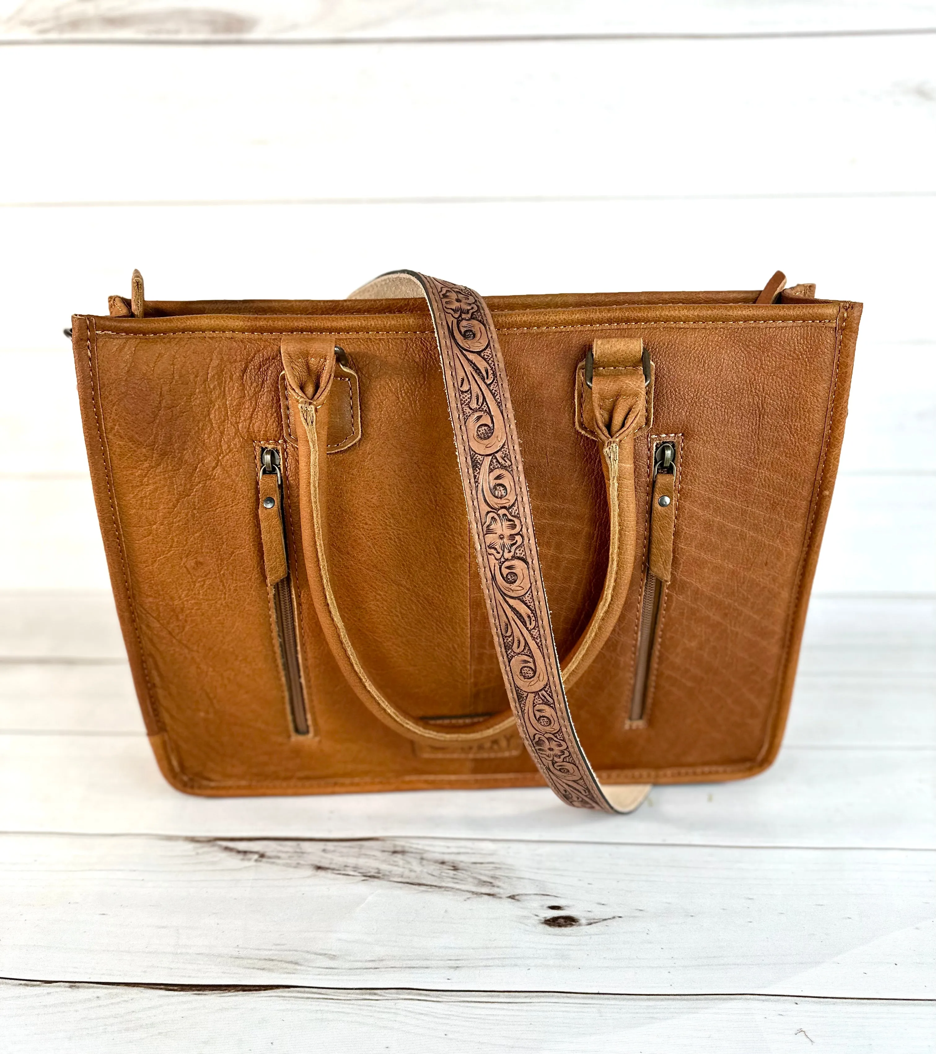 Sale!! Bull Head Sunflower Large Cowhide Tote