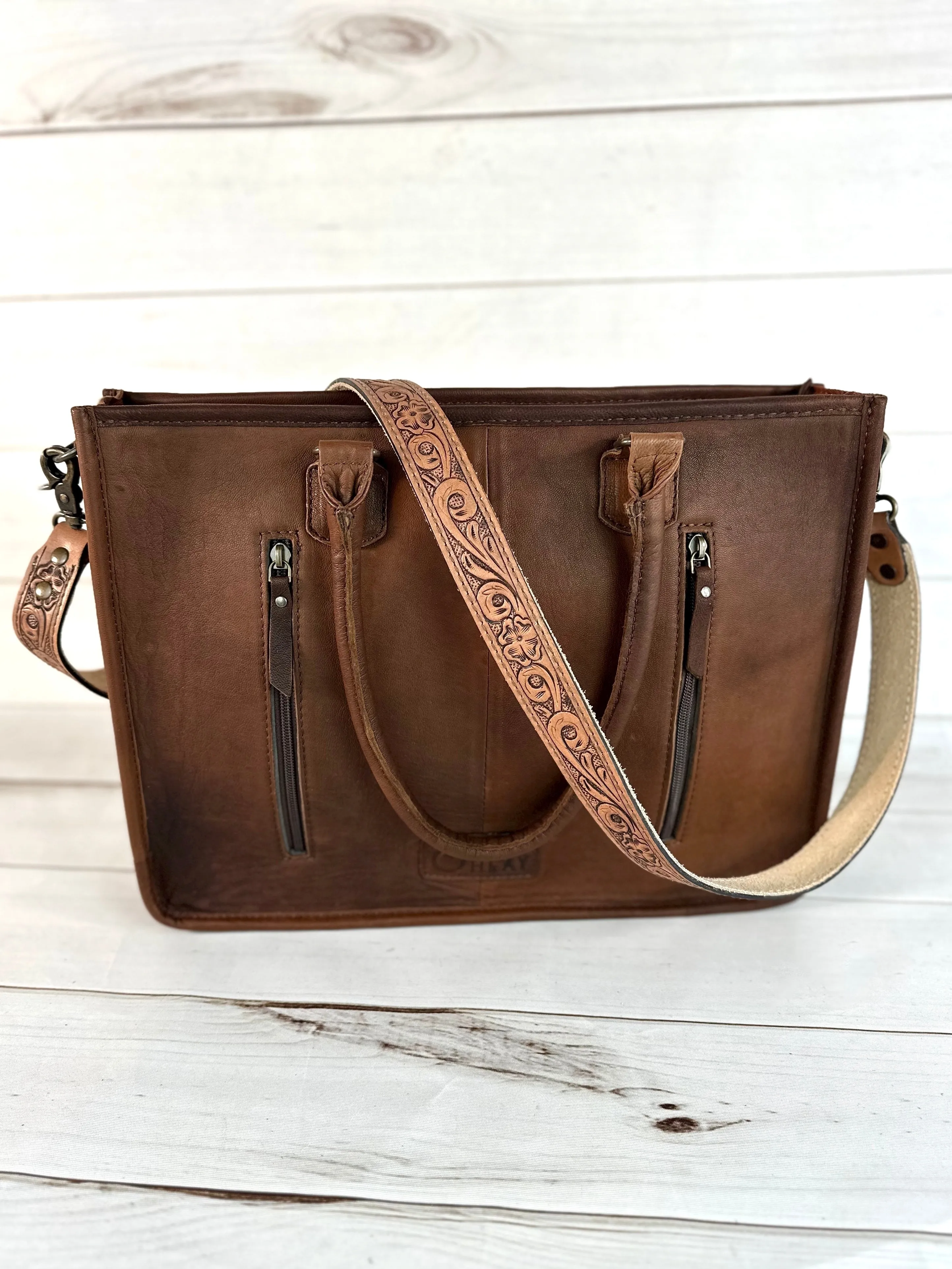 Sale!! Bull Head Sunflower Large Cowhide Tote