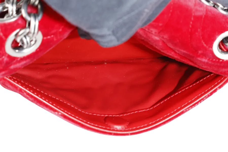 SALVATORE FERRAGAMO 21H248 VELVET RED QUILTED GANCINI CROSSBODY BAG WITH DUST COVER