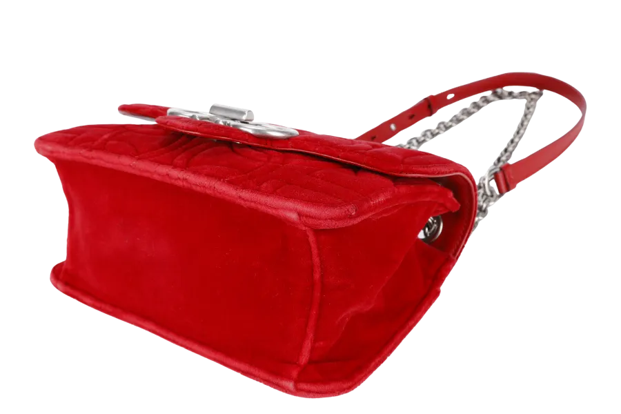 SALVATORE FERRAGAMO 21H248 VELVET RED QUILTED GANCINI CROSSBODY BAG WITH DUST COVER