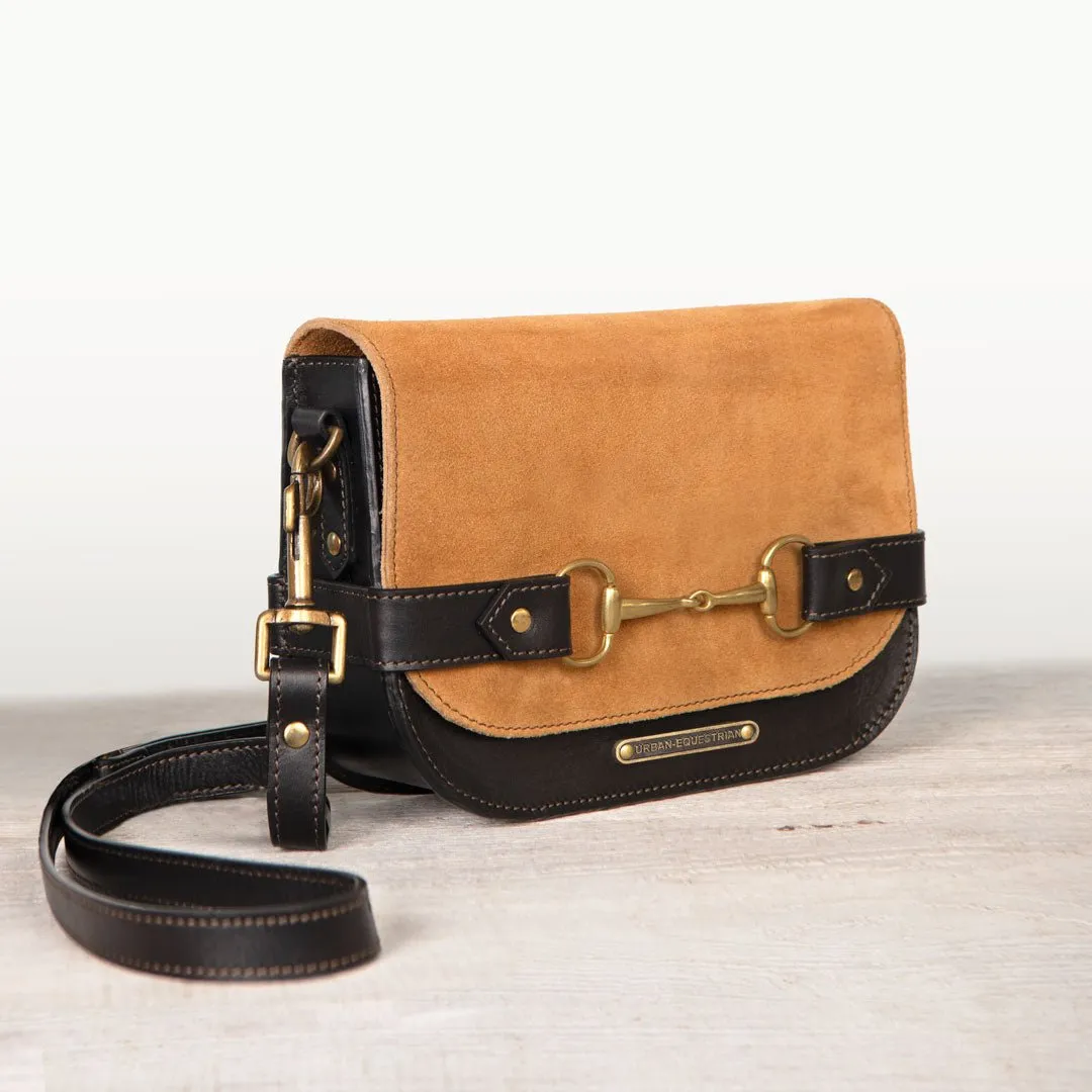 Saratoga- Horse Bit Crossbody Bag in Suede & Italian Leather