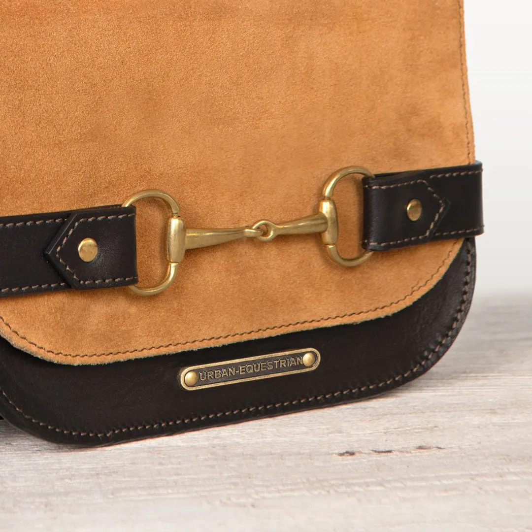 Saratoga- Horse Bit Crossbody Bag in Suede & Italian Leather