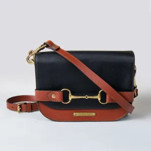 Saratoga- Horse Bit Crossbody Bag in Two Tone Italian Leather