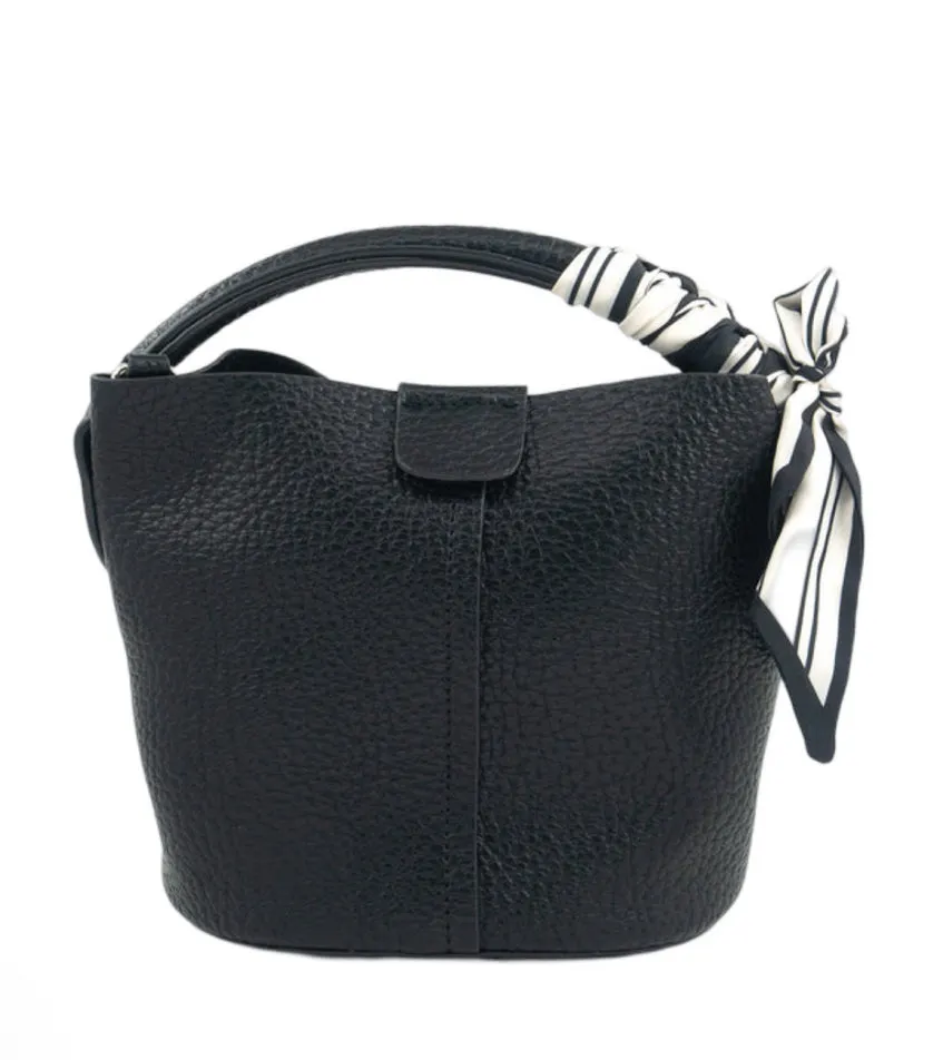 Scarf Tie Handbag Small- Black