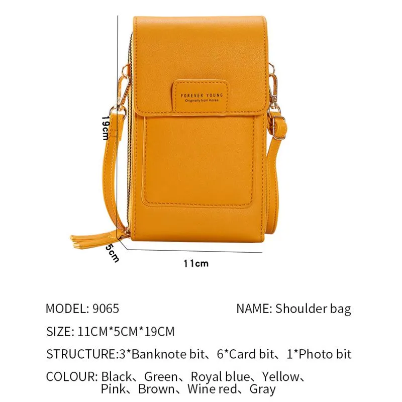 Screen Touch Multiple Compartment Card Slot Crossbody Phone Holder Mini Bag