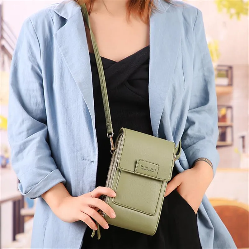 Screen Touch Multiple Compartment Card Slot Crossbody Phone Holder Mini Bag
