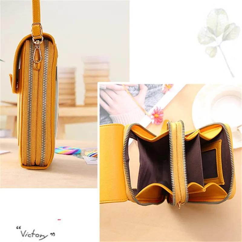 Screen Touch Multiple Compartment Card Slot Crossbody Phone Holder Mini Bag
